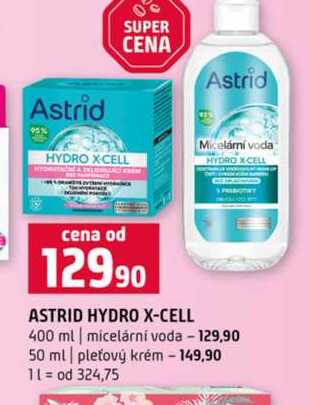 ASTRID HYDRO X-CELL 400 ml micelární voda 50 ml pleťový krém Terno