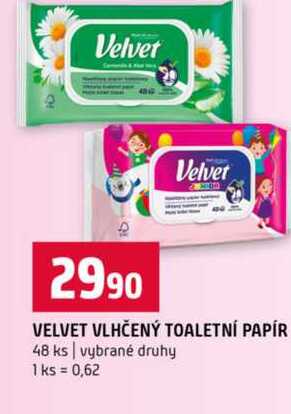 VELVET VLHČENÝ TOALETNÍ PAPÍR 48 ks vybrané druhy Terno