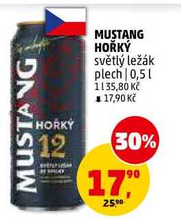 MUSTANG HOŘKÝ světlý ležák plech, 0,5 l