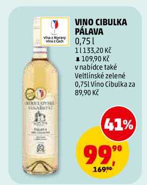 VINO CIBULKA PÁLAVA, 0,75 l