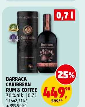 BARRACA CARIBBEAN RUM & COFFEE, 0,7 l