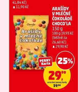 ARAŠÍDY V MLÉČNÉ ČOKOLÁDĚ CHOCO'LA, 150 g
