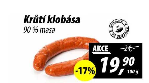 Krůtí klobása 90% masa, 100 g 