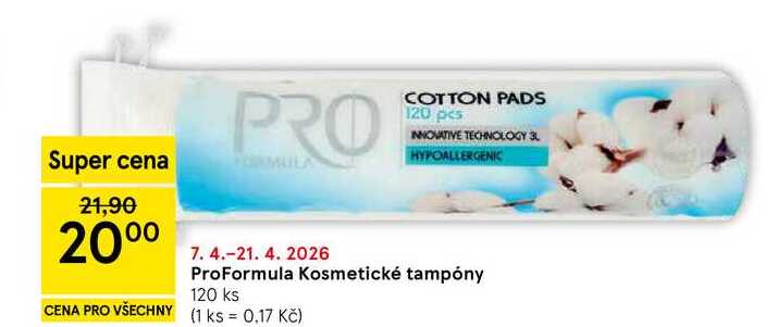ProFormula Kosmetické tampóny, 120 ks Tesco
