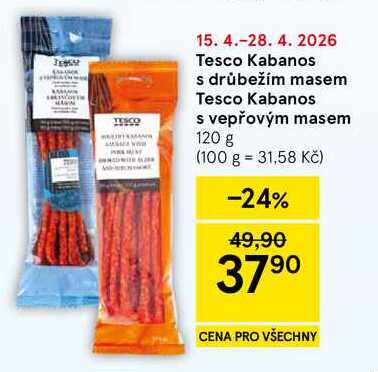 Tesco Kabanos s drůbežím masem, 120 g