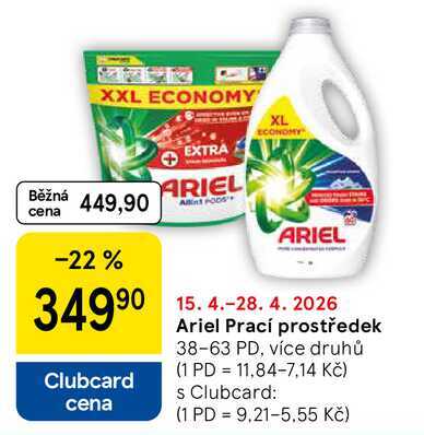 Ariel Prací prostředek, 38-63 PD, více druhů Tesco