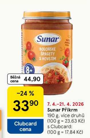Sunar Příkrm, 190 g Tesco