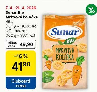 Sunar Bio Mrkvová kolečka, 45 g