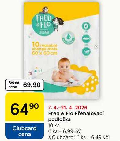 Fred & Flo Přebalovací podložka, 10 ks Tesco