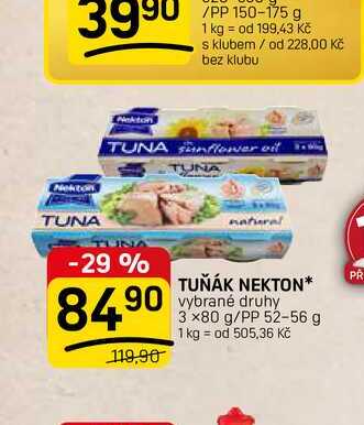 TUŇÁK NEKTON vybrané druhy 3 x80 g/PP 52-56 g 