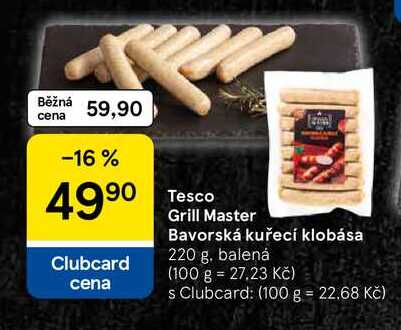 Tesco Grill Master Bavorská kuřecí klobása, 220 g 