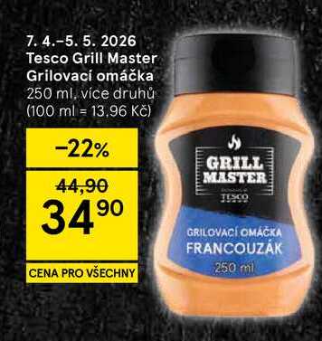 Tesco Grill Master Grilovací omáčka, 250 ml