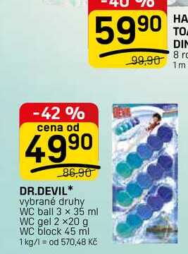DR.DEVIL vybrané druhy WC ball 3 x 35 ml 