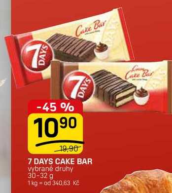 7 DAYS CAKE BAR vybrané druhy 30-32 g