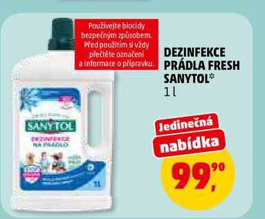 DEZINFEKCE PRÁDLA FRESH SANYTOL, 1 l