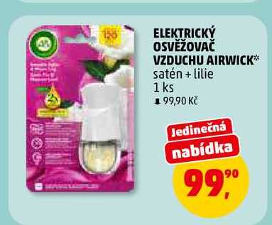 ELEKTRICKÝ OSVĚŽOVAČ VZDUCHU AIRWICK satén + lilie, 1 ks