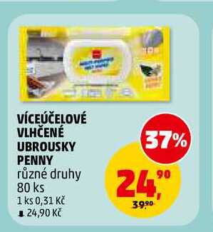 VÍCEÚČELOVÉ VLHČENÉ UBROUSKY PENNY, 80 ks Penny Market