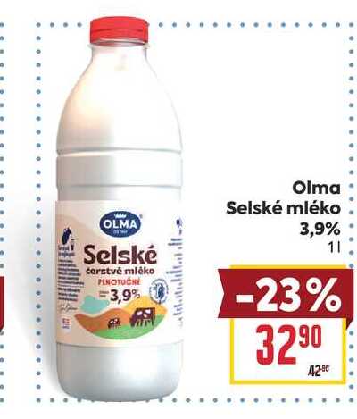 Olma Selské mléko 3,9% 1l