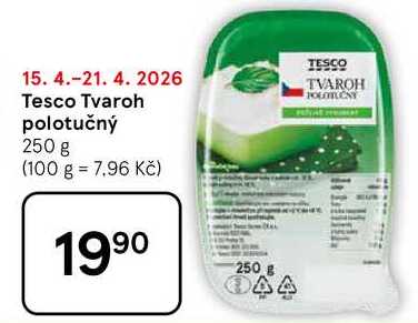 Tesco Tvaroh polotučný, 250 g 