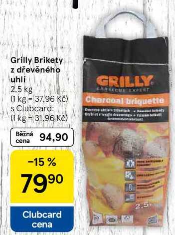 Grilly Brikety z dřevěného uhlí, 2.5 kg 