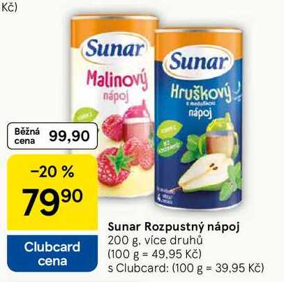Sunar Rozpustný nápoj, 200 g, více druhů Tesco