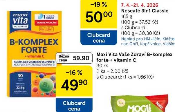 Maxi Vita Vaše Zdraví B-komplex forte + vitamin C, 30 ks  