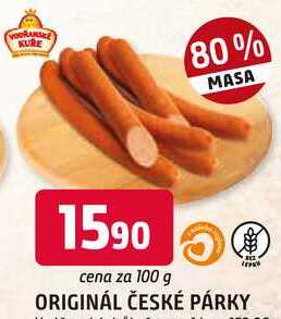 Vodňanské Kuře Original české párky 100g