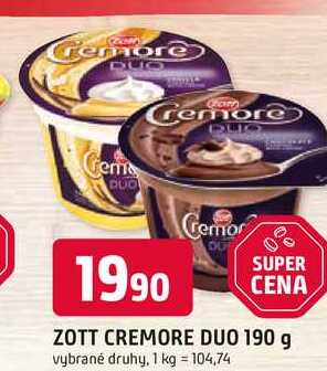 ZOTT CREMORE DUO 190 g