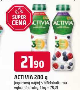 ACTIVIA 280 g jogurtový nápoj s bifidokulturou vybrané druhy