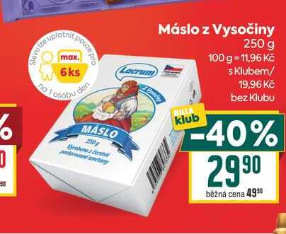 Máslo z Vysočiny 250g