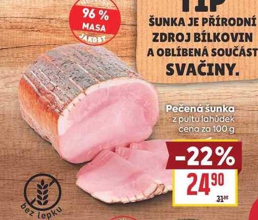 Pečená šunka z pultu lahůdek cena za 100 g 