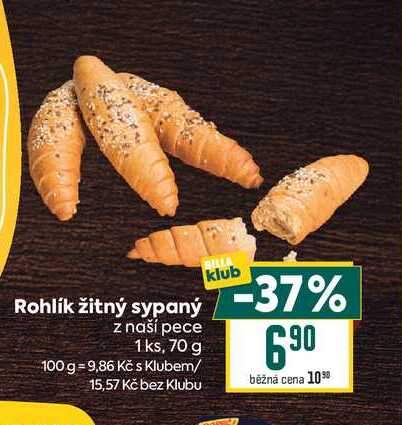 Rohlík žitný sypaný z naší pece 1ks, 70 g 