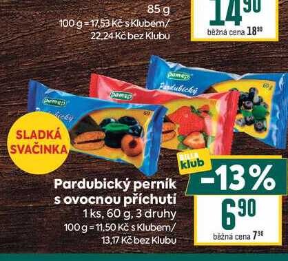 Pardubický perník s ovocnou příchutí 1 ks, 60 g