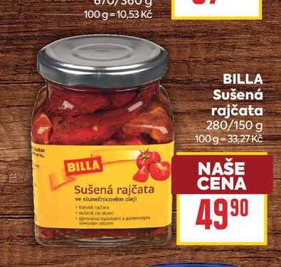 BILLA Sušená rajčata 280/150 g 
