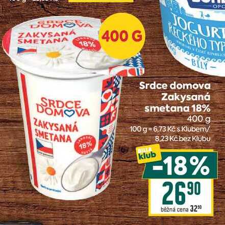 Srdce domova Zakysaná smetana 18% 400 g