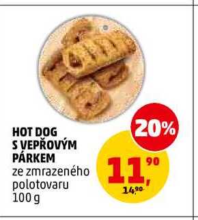 HOT DOG S VEPŘOVÝM PÁRKEM, 100 g