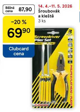Šroubovák a kleště, 3 ks