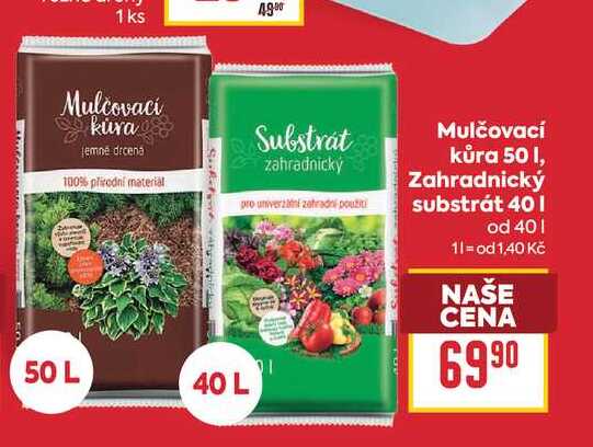 Mulčovací kůra 50 1, Zahradnický substrát 40l