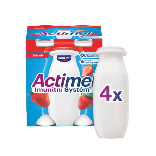 Actimel Probiotický jogurtový nápoj s vitamíny jahoda 4x100g