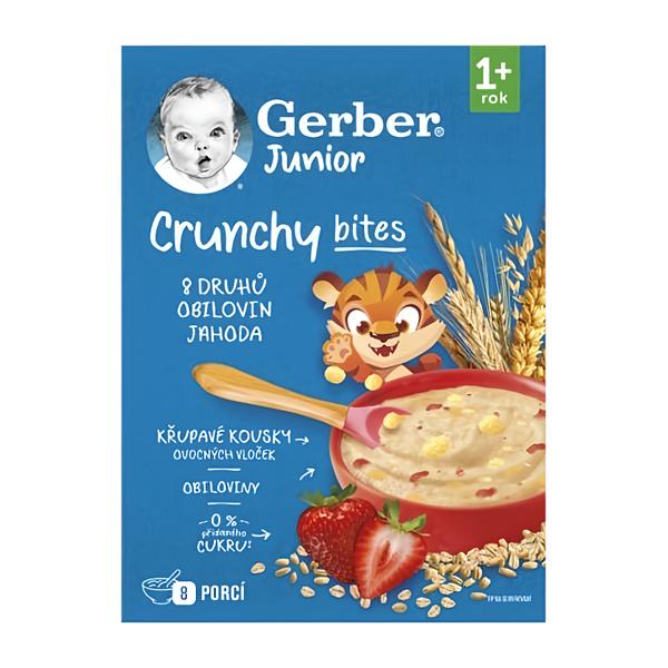Gerber Junior nemléčná kaše jahodová s křupavými kousky Košík.cz