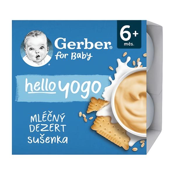 Gerber hello yogo mléčný dezert s příchutí sušenky 4x100g Košík.cz