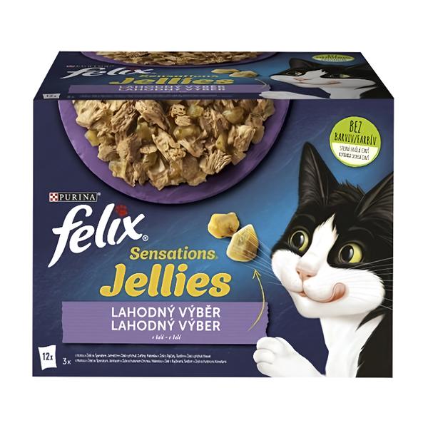 Felix Sensations Jellies kapsičky pro kočky jehněčí, makrela, sleď, krůta v želé 12x85g