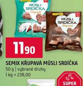 SEMIX KRUPAVÁ MÜSLI SRDÍČKA 50 g vybrané druhy 