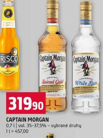 CAPTAIN MORGAN 0,7l vol. 35-37,5% vybrané druhy 