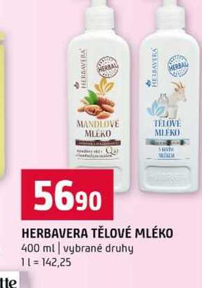 HERBAVERA TĚLOVÉ MLÉKO 400 ml vybrané druhy Terno