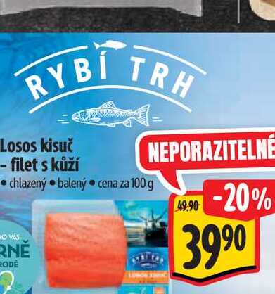   Losos kisuč - filet s kůží 100 g
