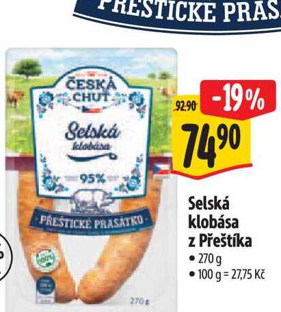 Selská klobása z Přeštíka 270g 