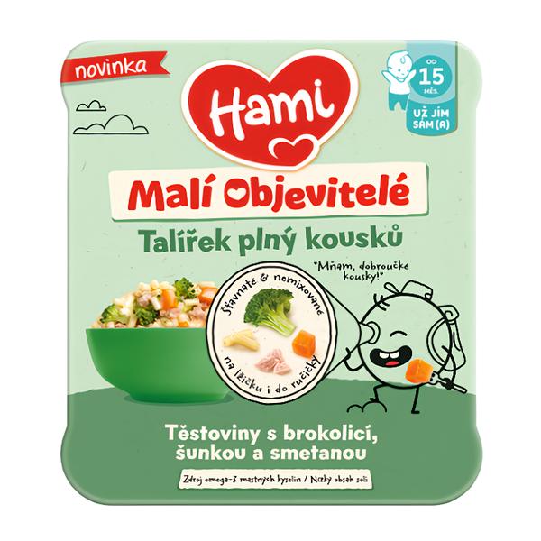 Hami Malí Objevitelé, těstoviny s brokolicí, šunkou a smetanou