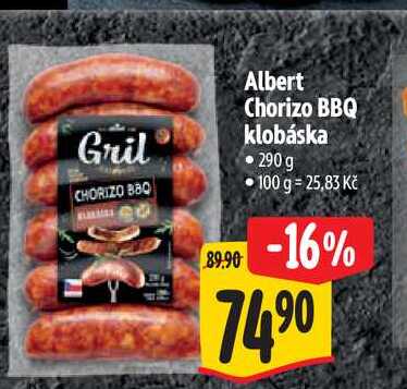   Albert Chorizo BBQ klobáska 290g  