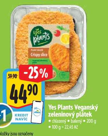 Yes Plants Veganský zeleninový plátek 200 g
